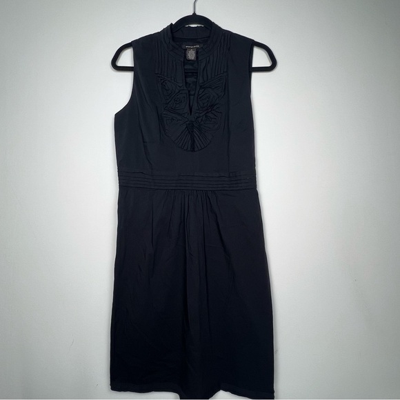 Andrea Jovine Dresses & Skirts - Andrea Jovine Vintage Black Sleeveless Dress Rosette Bib Detail Size6